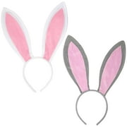 Funcredible Bunny Ears Headband - Plush Easter Rabbit Ears - Bunny Cosplay Costume Accessories for Kids and Adults (Gray + Pink and White + Pink)