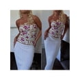 thumbnail image 3 of Raccmtaty Women Tube Tops Flower/Leaves Print Boat Neck Strapless Tops Tank Tops Summer Backless Bandeau Shirts, 3 of 6