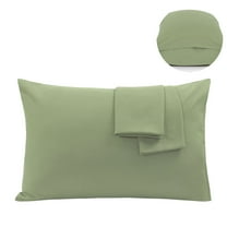 PiccoCasa 2 Pack Microfiber Pillowcases Soft Pillowcases with Envelope Closure, Standard Sage