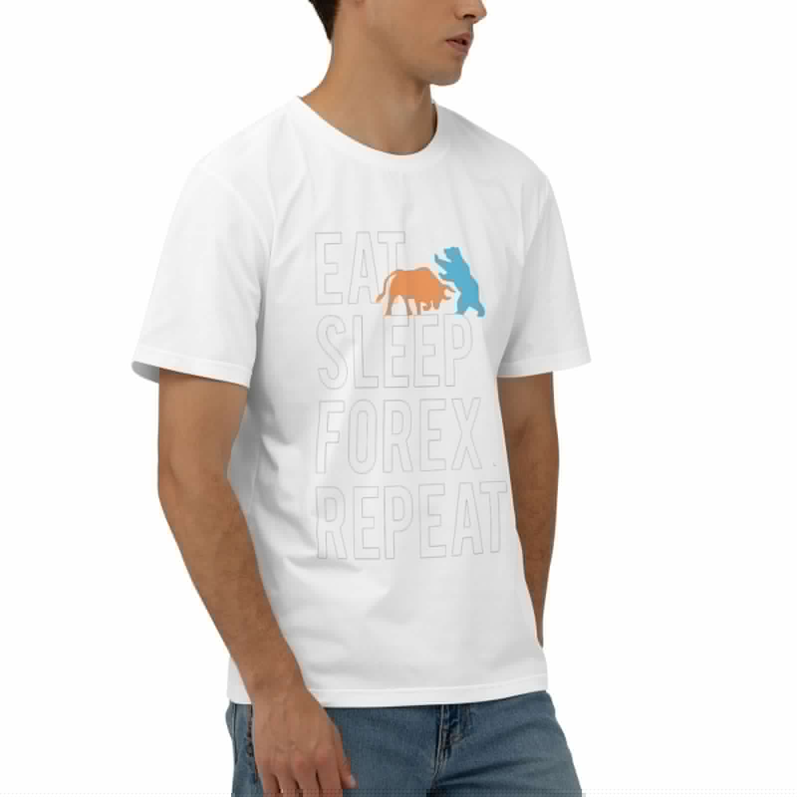 thumbnail image 2 of Eat Sleep Forex Repeat Cotton T-Shirt White X-Large, 2 of 5