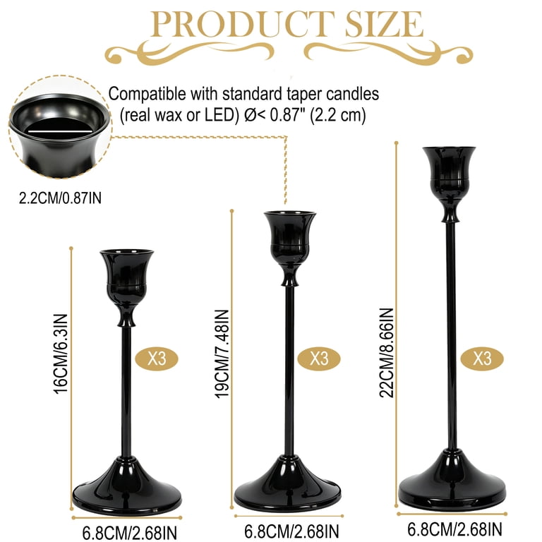Hidawn Black Metal Taper Candlestick Holders, Set of 9 photo 4