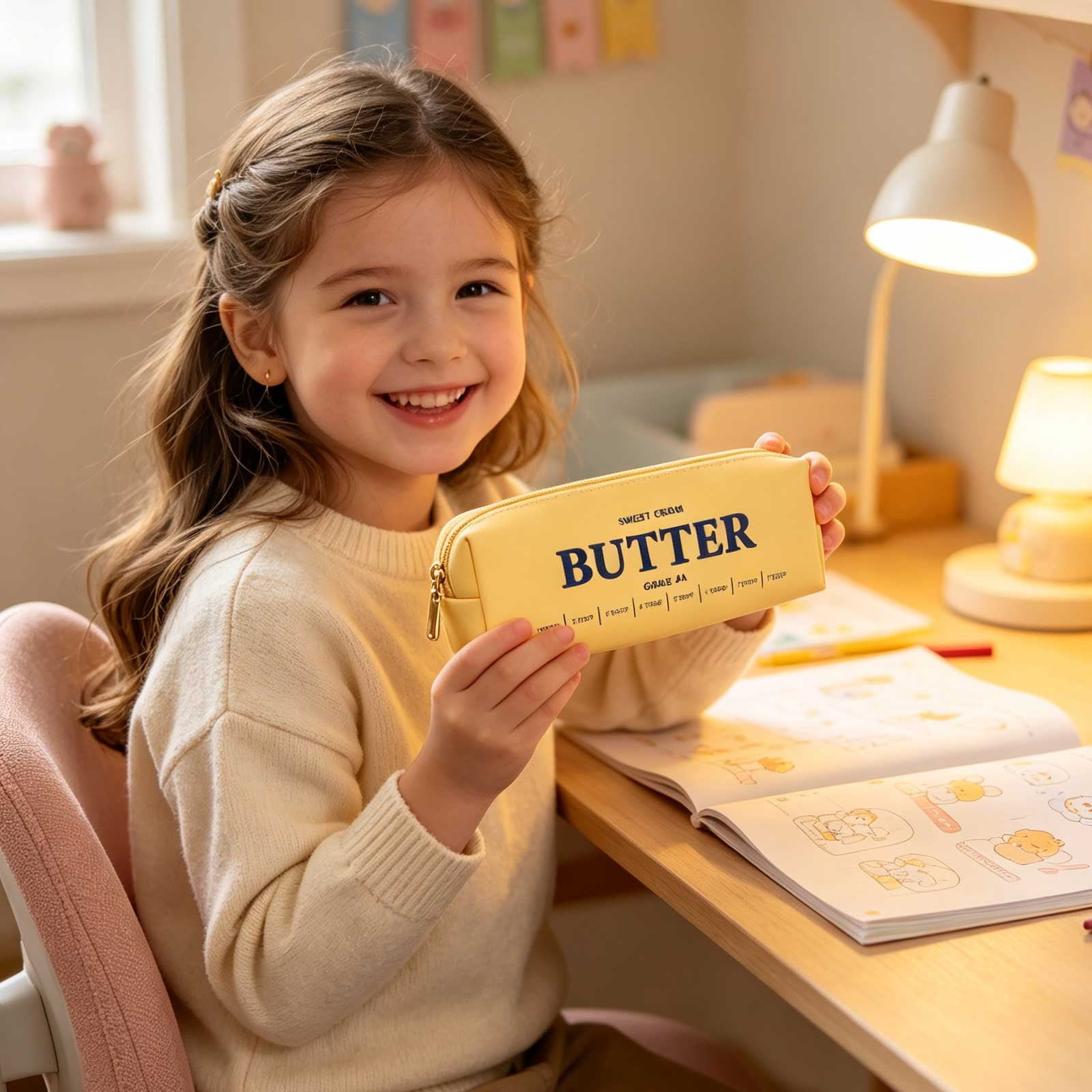 Butter-Shaped Pencil Pouch, Large Capacity Pouch For Pens, Soft Stationery Organizer for Teens