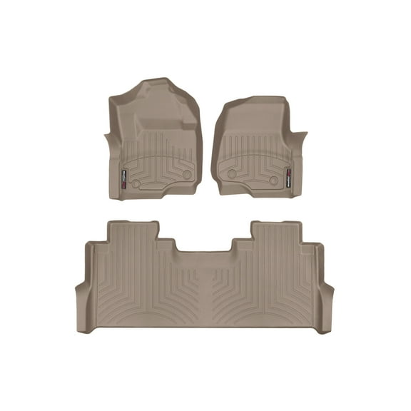 WeatherTech Custom Fit FloorLiners compatible with 2020-2022 Ford Super Duty - 1st & 2nd Row, Tan