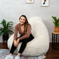 thumbnail image 4 of Big Joe Lotus Foam Filled Teardrop Bean Bag Chair,  Ivory Short Shag, Soft Faux Fur, 4 feet Big, 4 of 7