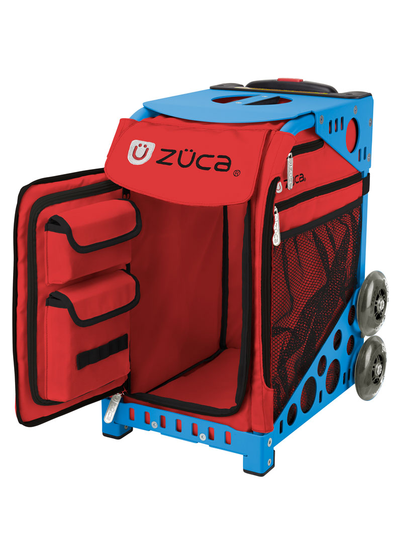 Zuca 18" Sport Bag - Chili with 2 Small Utility Pouch (Blue Frame)
