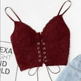 thumbnail image 2 of Giftesty Wine Tank Top for Women Women's Lace Bra,Casual Eyelet Lace Up Sleeveless Spaghetti Strap Zip Back Crop Camisole Underwear Vest, 2 of 3