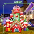 thumbnail image 2 of GVDV 10 FT Christmas Inflatable Candy Castle with Santa, Reindeer, Penguin, and Gingerbread - LED Lit Outdoor Yard Decoration, Perfect for Holiday Season, 2 of 6