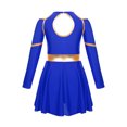 thumbnail image 4 of TiaoBug Kids Cheer Leader Costume Halloween Outfit Long Sleeve Cold Shoulder Cheerleading Dress Royal Blue 8, 4 of 7