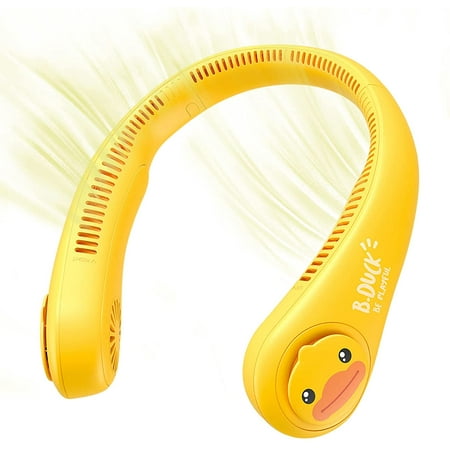 

JLMMEN STORE Portable Neck Fan Hands Free Bladeless Fan 4000 mAh Battery Operated Wearable Personal Fan Leafless Rechargeable Headphone Design USB Powered Desk Fan 3 Speeds-DUCK