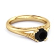 thumbnail image 2 of Solitaire 0.25 Ctw Round Black Spinel 925 Sterling Silver Gold Vermeil Split Women Valentines Day Gifts Ring, 2 of 3