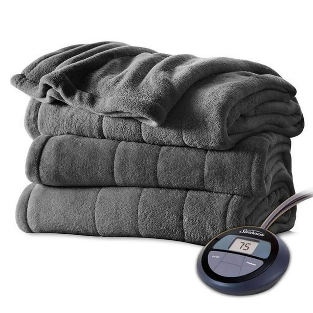 Sunbeam Channeled Velvet Plush Electric Heated Blanket K016 Twin Full