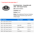 thumbnail image 2 of Front Brake Rotor - Compatible with 2005 - 2023 Toyota Tacoma 2006 2007 2008 2009 2010 2011 2012 2013 2014 2015 2016 2017 2018 2019 2020 2021 2022, 2 of 2