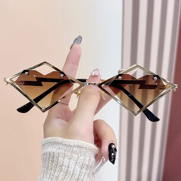 Monturas de Metal, gafas de sol sin montura con forma de corazón, gafas de sol Steampunk de marca de lujo para mujer y hombre, gafas de sol con gradiente de Hip Hop, gafas UV400