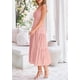 thumbnail image 5 of Vestido PRETTYGARDEN para mujer, midi, de verano, rosa, talla M, 5 of 9