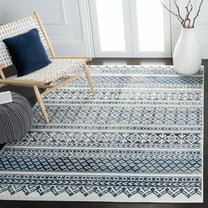 SAFAVIEH Carnegie Mitchell Geometric Area Rug, Ivory/Navy, 5'1" x 7'6"