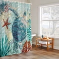 thumbnail image 6 of Nautical Marine Life Shower Curtains for Bathroom, Sea Turtle Starfish Coral Seaweed Blue Ocean Washable Fabric Shower Curtain with Hooks Waterproof Bathroom Decor Sets, 54 x 78 Inches, 6 of 9