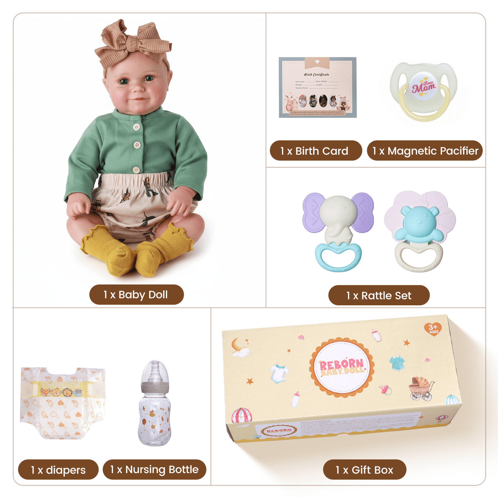 Rsgdolls Realistic Weighted Baby Doll, Lifelike Reborn, Full Silicone Vinyl Body, Newborn Girl, 20 inch