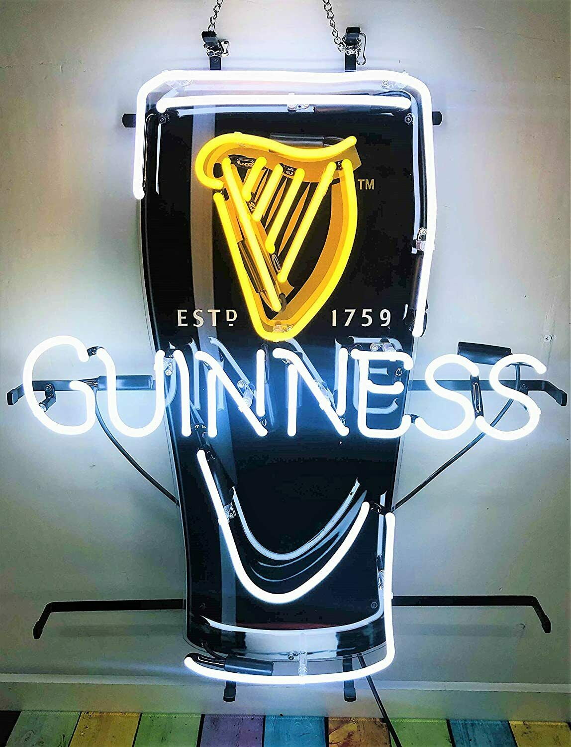 Guinness 1759 Neon Sign Beer Bar Gift 14"x10" Light Lamp Bedroom Glass 
