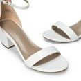 thumbnail image 3 of BURUDANI Women's Open Toe Low Pump Sandal Ankle Strap Buckle Block Heel Sandals White-Pu Size 11, 3 of 9