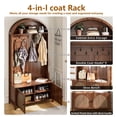 thumbnail image 3 of Hall Tree with Bench & Shoe Storage, 71" Arch Entryway Coat Rack with 4 Hooks & 2 Fluted Doors, Farmhouse Organizer, 39.37"W, 3 of 9