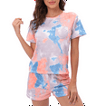 thumbnail image 4 of Defitshape Women's 2 Piece Pajamas Set Printed Summer Short Sleeve Shirts Shorts Set Lightweight Soft Lounge Set Cute Sleepwear Pastel Tie-Dyed Tie Dye Medium, 4 of 4