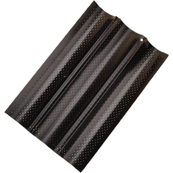 1Pc Breadsticks Wavy Bar Baking Pan,Perforated Baguette Pan,Non Stick Baking Mould,Home Baking Tools Kit For Homemade Bread,Durable Bread Stick Wave Stick Baking Tray for Home Cake Shop,Black,3 Slots