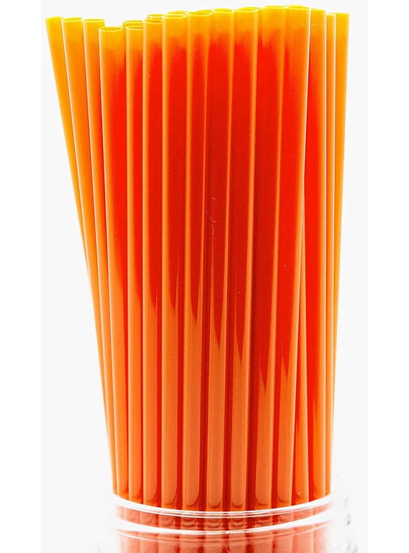 Made in USA Pack of 250 Orange Slim Tall (10" X 0.21") Unwrapped Plastic Drinking Straws (FDA-approved, Non-toxic, BPA-free)