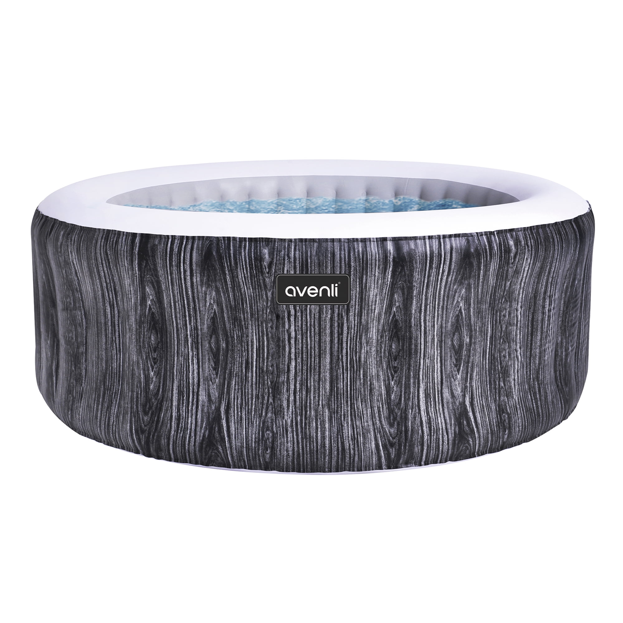 JLeisure Greywood 65" 3 Person Inflatable Round Outdoor Hot Tub Spa, Gray