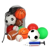 GSE Games & Sports Expert Set of 6 Mini Sport Balls Set with Pump and Mesh Bag. Included Soccer Ball, Basketball, Volleyball, Football, Baseball and Playground Ball for Kids & Toddlers