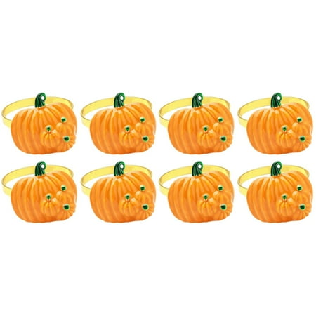 

BESTONZON 8 Pcs Thanksgiving Pumpkin Napkin Ring Napkin Holder for Party Napkin Ornament Orange