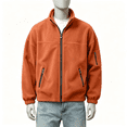 thumbnail image 2 of GUZOM Mens Fleece Jacket with Zipper Pockets,Full Zip Loose Fit Stand Collar,Orange,Size 3XL, 2 of 8