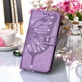 thumbnail image 6 of Nalacover for Google Pixel 7 Pro Wallet Case, Rhinestone Butterfly& Flower Pattern Cover with Card Slots Holder Kickstand, Wrist Strap Handbag PU Leather Magnetic Clasp Shockproof Case,Lightpurple, 6 of 6