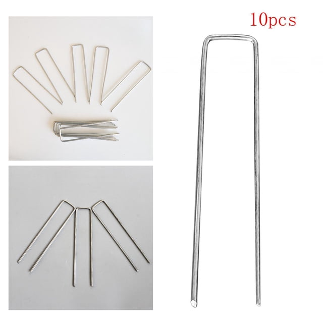 10x estacas de jardín, estacas para tienda de campaña, clavos de jardín en forma de U, grapas de paisaje reutilizables, pines galvanizados para lonas, 25 mm de espesor shamjiam Estacas de clavijas