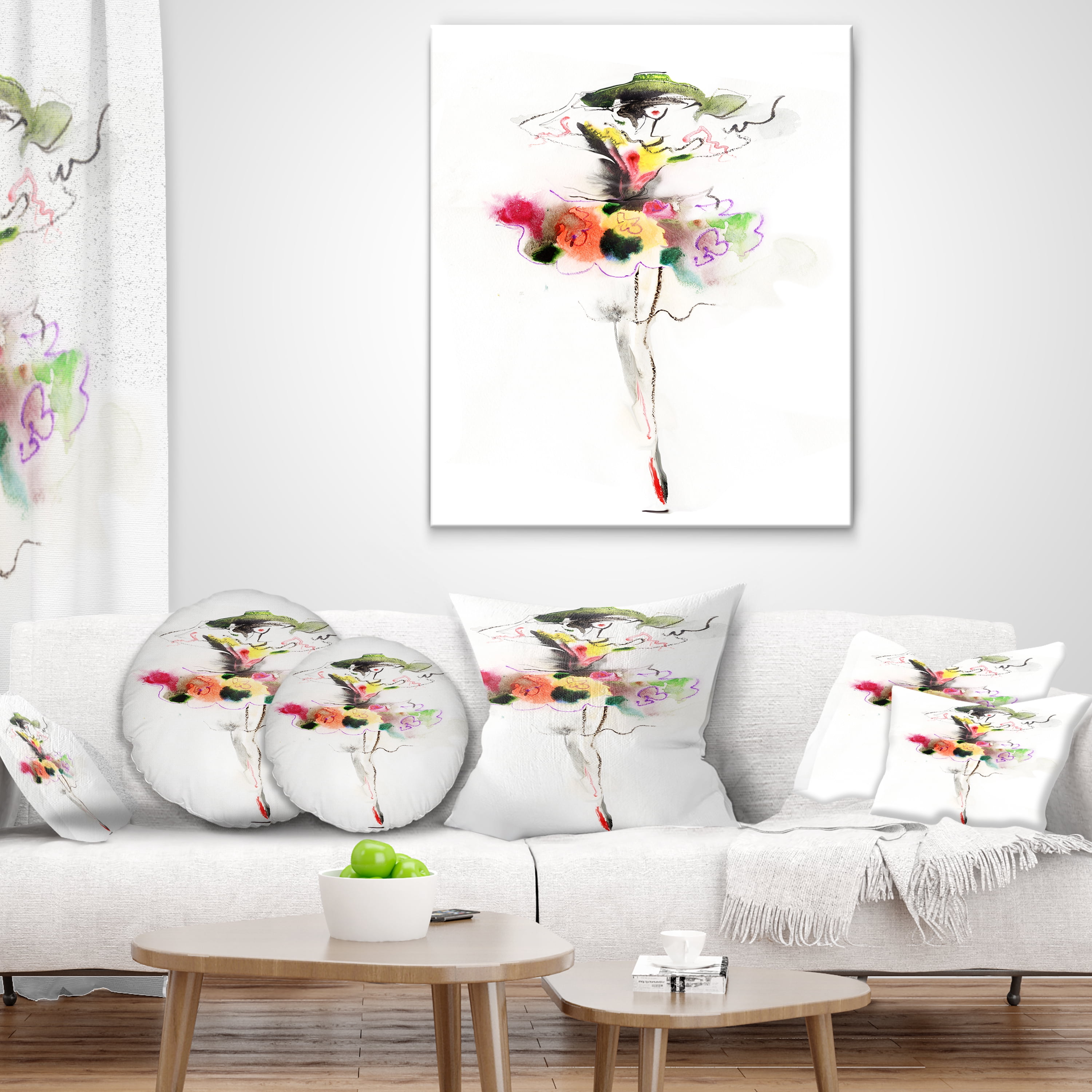 Designart Beautiful Fashion Girl - Portrait Throw Pillow - 12x20