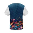 thumbnail image 5 of Ounisa Womens Short Sleeve T Shirts V Neck Digital Print Mesh Panel Pullover All Over Print Casual Spring Summer Fashion Tops S-2XL, 5 of 5