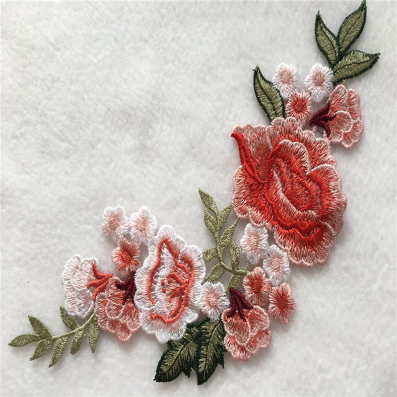 Rose Flower Embroidery Applique Cloth Patch DIY Sewing &Iron Badge Skirt B Z8D7 