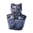 thumbnail image 3 of Estatua de gato de cristal de imitación, mini adorno de gatito, miniatura ligera para mesa Gris, 3 of 9