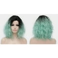 thumbnail image 6 of Unique Bargains Human Hair Wigs for Women Lady Curly Wig Cap Fluffy Curly Wavy Mint Green, 6 of 6