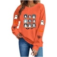 thumbnail image 5 of KEGIRLOM Halloween Sweatshirts for Women Cute Crewneck Ghost Pumpkin Sweaters | Cute frame ghost print sweatshirt Orange Pullover, 5 of 7