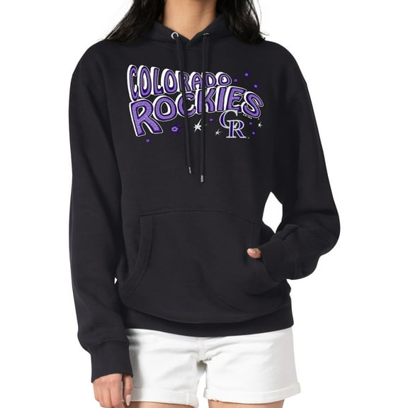 Women's Starter Black Colorado Rockies Fireworks Fleece Tri-Blend Pullover Hoodie