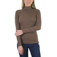 thumbnail image 5 of ToBeInStyle Women's Soft Cotton Long Sleeve Turtleneck Sweatshirt - Chestnut - 1X, 5 of 6