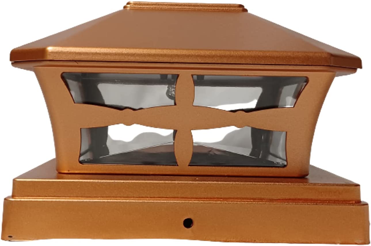 6 Pack Solar 6X6" Fence Post Cap Light with One LED Bulbs COPPER Garden Square Shape Cap Light - image 3 of 5