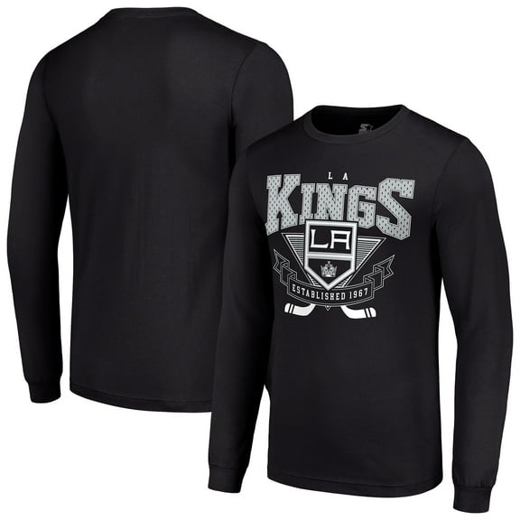 Men's Starter Black Los Angeles Kings Team Logo Graphic Long Sleeve T-Shirt