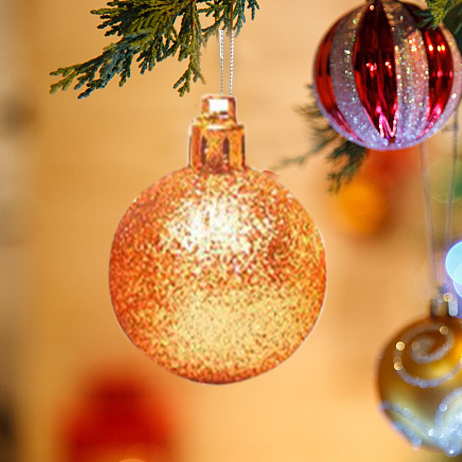 Kbndieu Orange Christmas Balls, 24PCS Shatterproof Christmas Ornaments Set Decorations for Christmas Tree Birthday Holiday Wedding Decorations 40mm/1.57"