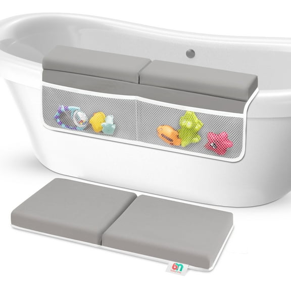 Babynma Bath Kneeler and Elbow Rest Pad Set - Thick Waterproof Mat for Baby and Toddler Tub Time - Toy Accessories Organizer