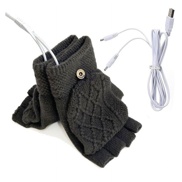 Guantes USB Abundance, guantes abatibles, guantes calefactores eléctricos, guantes recargables, guantes calefactables de medio dedo tejidos