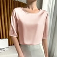 thumbnail image 2 of SwiftWear Women's Trendy Crew Neck Short 1/2 Sleeve T-Shirt - Soft Casual Satin Office Tops for Summer Work Going Out M-3XL​, 2 of 3
