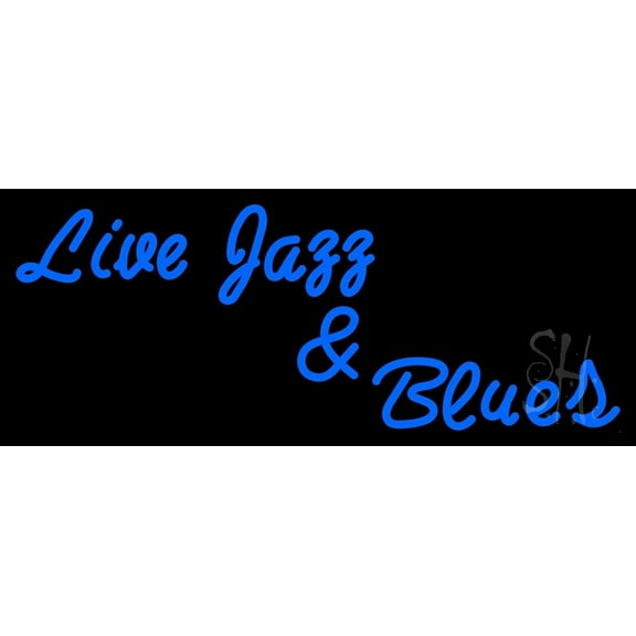 Live Jazz And Blues LED Neon Sign 13" Tall x 32" Wide - inches Black Square Cut Acrylic Backing, with Dimmer - Premium built indoor Sign for Studio, Club, Home décor, Event, Workshop, Storefront.