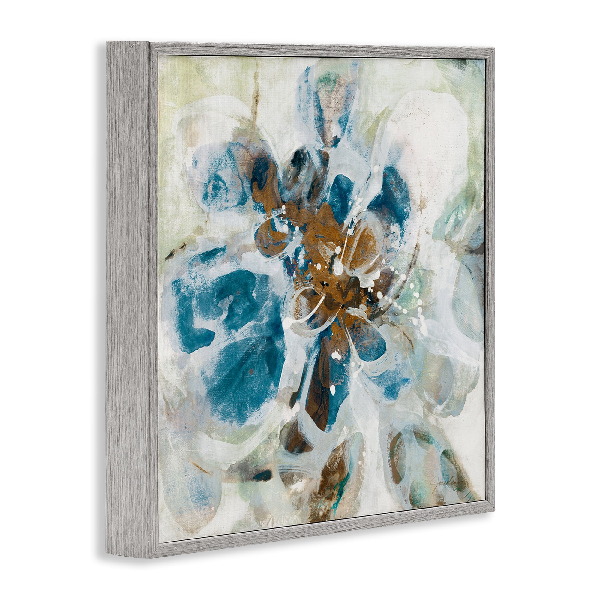 Stupell Industries Distorted Splatter Abstraction Abstract Painting Gray Framed Art Print Wall Art, 12 x 12