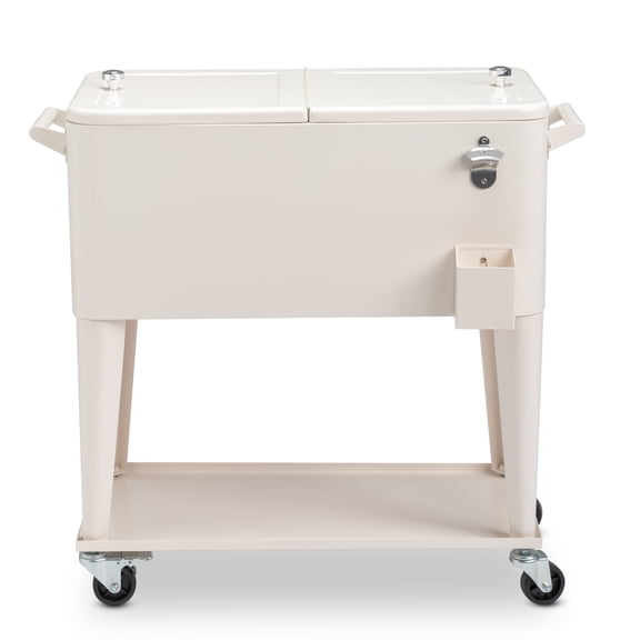 80QT Cooler Cart Rectangular Plastic Box Freezer Insulation Freezer Insulation Cart Milk White Color